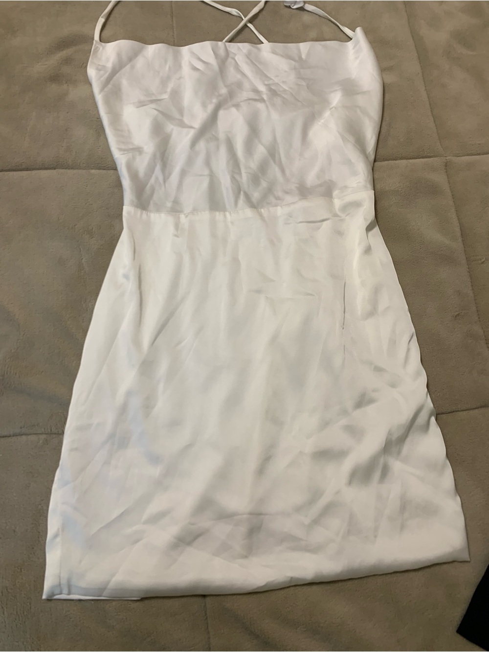 Fashion Nova White Satin Slip Mini Dress